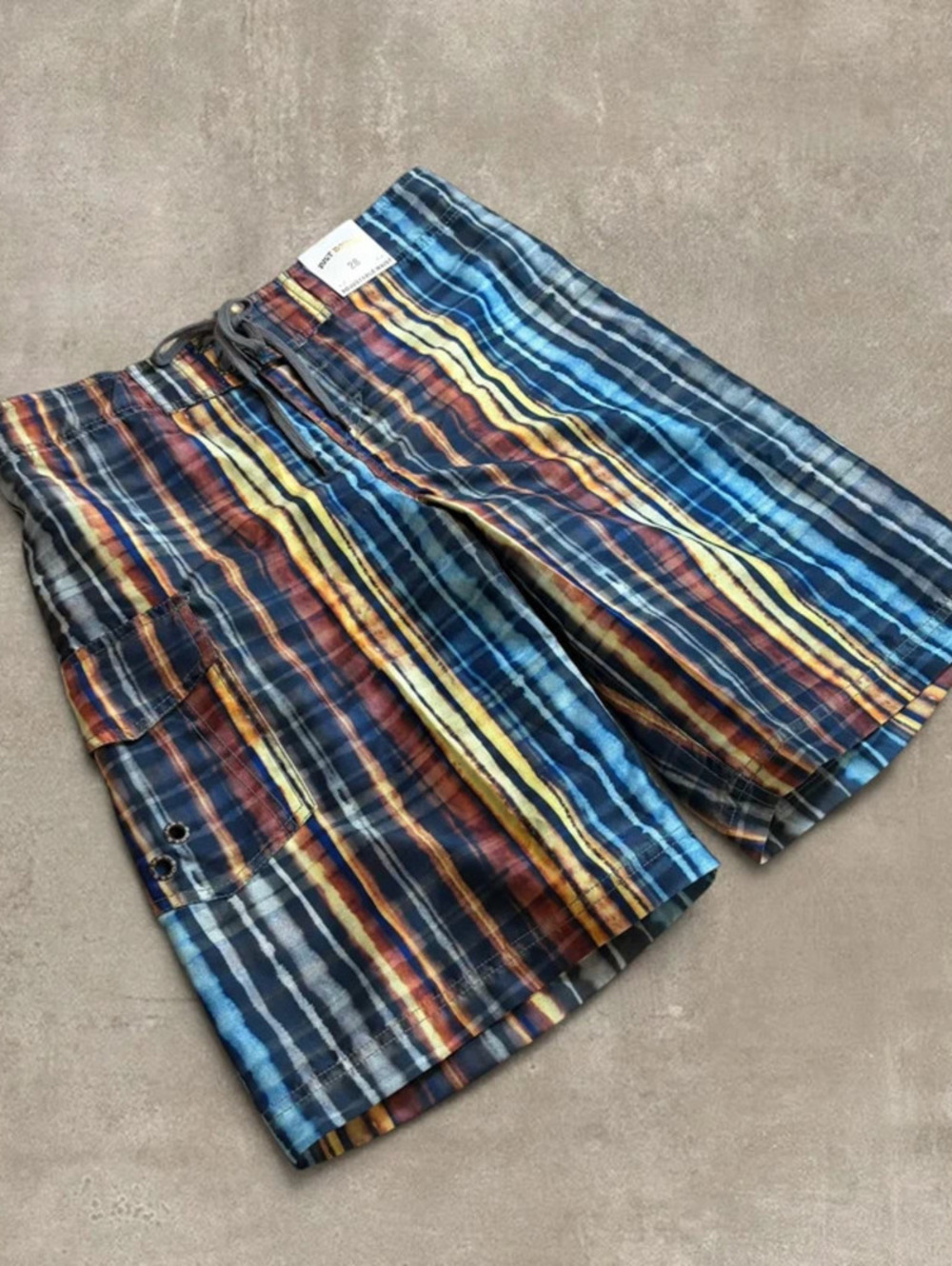 NWT Just Bones Boardwear Plaid Board Shorts Mens 28 Swim Trunks Y2K
